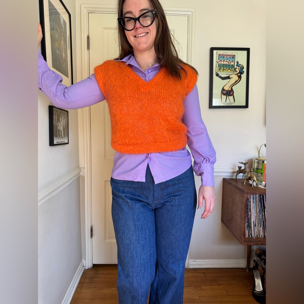 60s Vintage Orange Mohair Vest / Sweater